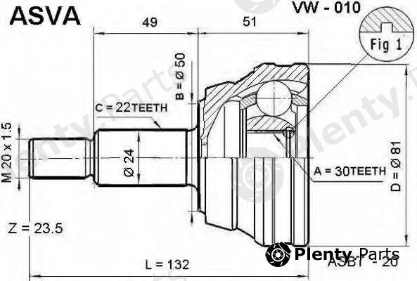  ASVA part VW-010 (VW010) Joint Kit, drive shaft