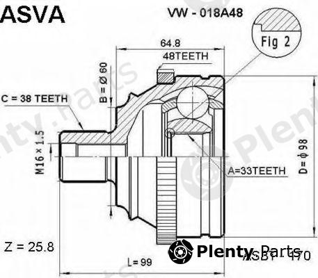  ASVA part VW018A48 Joint Kit, drive shaft