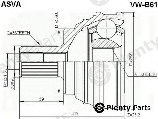  ASVA part VW-B61 (VWB61) Joint Kit, drive shaft