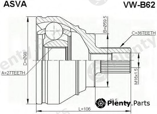  ASVA part VW-B62 (VWB62) Joint Kit, drive shaft