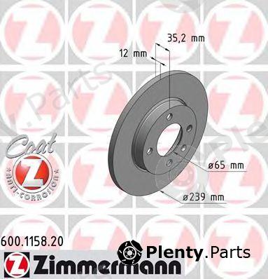  ZIMMERMANN part 600.1158.20 (600115820) Brake Disc