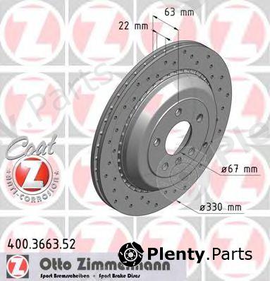  ZIMMERMANN part 400.3663.52 (400366352) Brake Disc