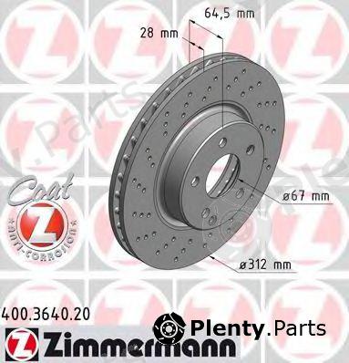  ZIMMERMANN part 400.3640.20 (400364020) Brake Disc