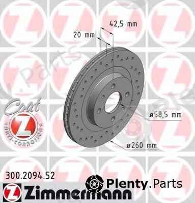  ZIMMERMANN part 300.2094.52 (300209452) Brake Disc