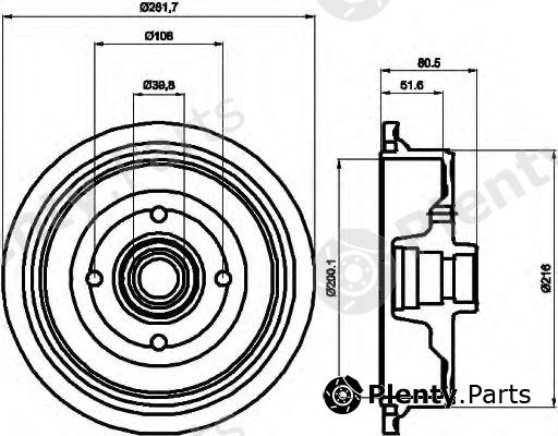  HELLA part 8DT355301-611 (8DT355301611) Brake Drum