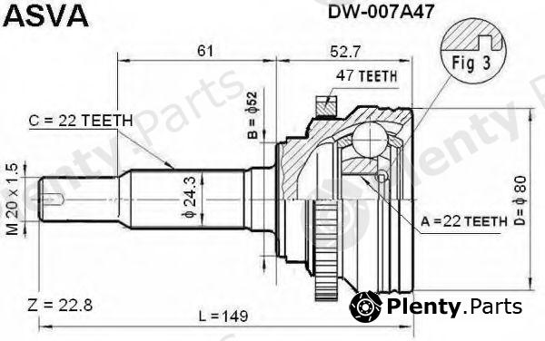  ASVA part DW-007A47 (DW007A47) Joint Kit, drive shaft