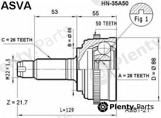  ASVA part HN-35A50 (HN35A50) Joint Kit, drive shaft