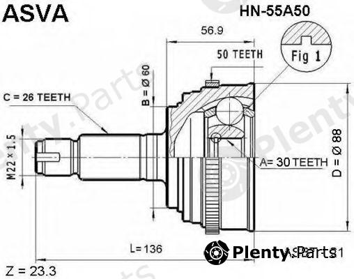  ASVA part HN-55A50 (HN55A50) Joint Kit, drive shaft