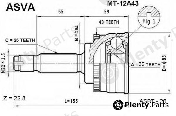 ASVA part MT12A43 Joint Kit, drive shaft