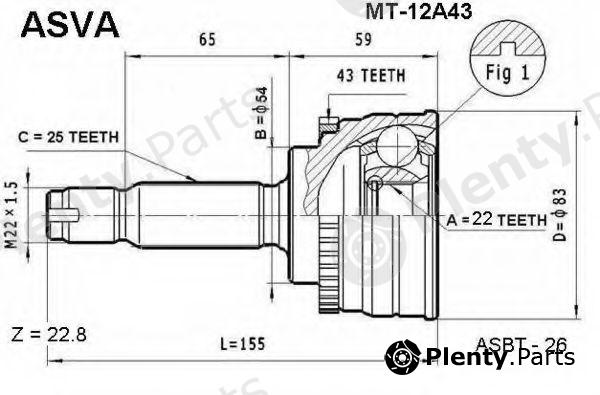  ASVA part MT12A43 Joint Kit, drive shaft