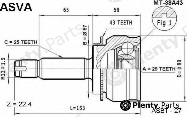  ASVA part MT38A43 Joint Kit, drive shaft
