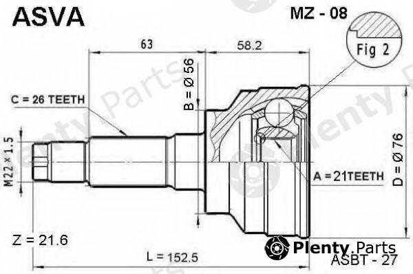  ASVA part MZ08 Joint Kit, drive shaft