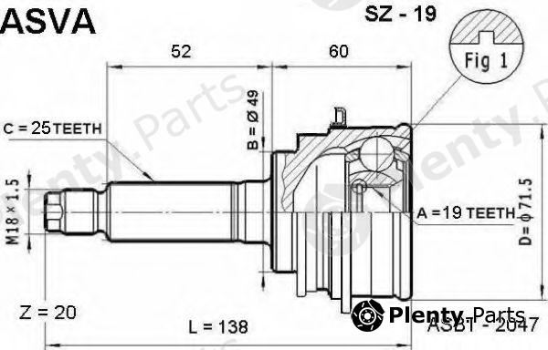  ASVA part SZ19 Joint Kit, drive shaft