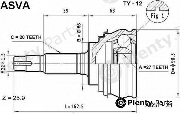  ASVA part TY-12 (TY12) Joint Kit, drive shaft
