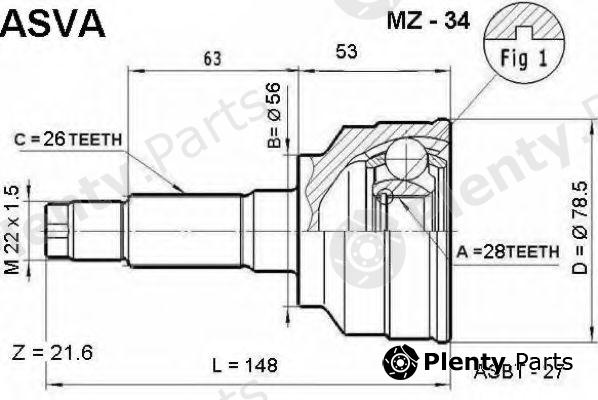  ASVA part MZ-34 (MZ34) Joint Kit, drive shaft