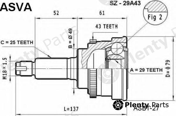  ASVA part SZ-29A43 (SZ29A43) Joint Kit, drive shaft