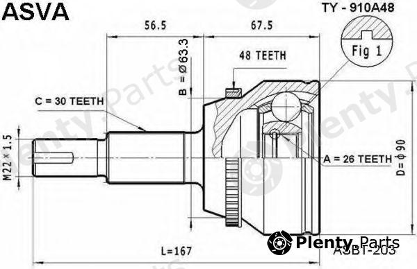  ASVA part TY910A48 Joint Kit, drive shaft