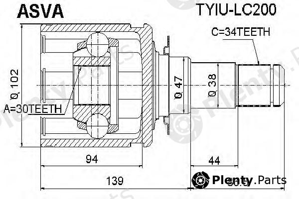  ASVA part TYIULC200 Joint Kit, drive shaft