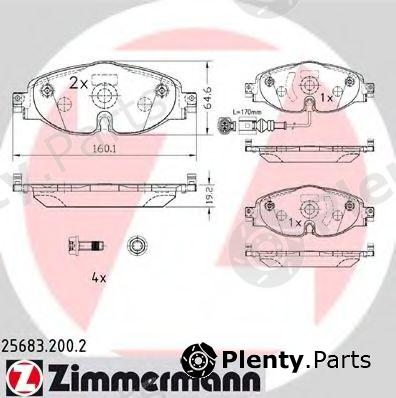 ZIMMERMANN part 25683.200.2 (256832002) Brake Pad Set, disc brake