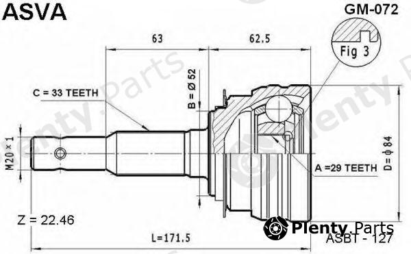  ASVA part GM-072 (GM072) Joint Kit, drive shaft