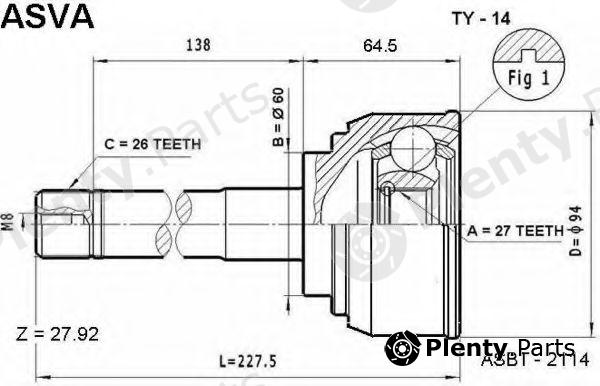  ASVA part TY14 Joint Kit, drive shaft