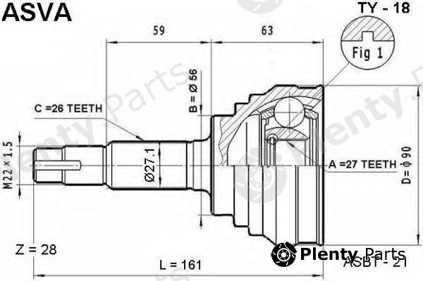  ASVA part TY-18 (TY18) Joint Kit, drive shaft
