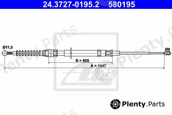  ATE part 24.3727-0195.2 (24372701952) Cable, parking brake