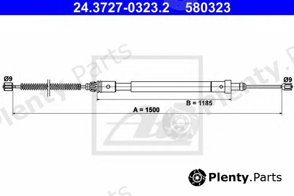  ATE part 24.3727-0323.2 (24372703232) Cable, parking brake