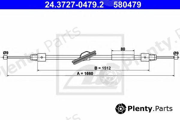  ATE part 24.3727-0479.2 (24372704792) Cable, parking brake