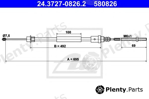  ATE part 24.3727-0826.2 (24372708262) Cable, parking brake