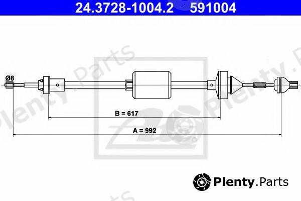  ATE part 24.3728-1004.2 (24372810042) Clutch Cable