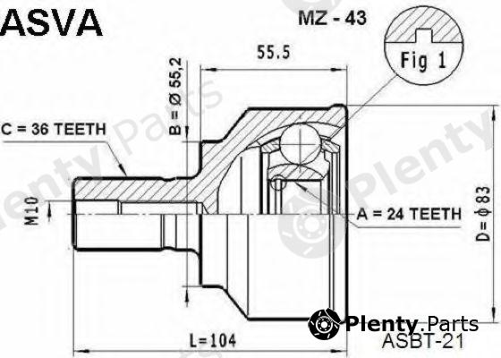  ASVA part MZ-43 (MZ43) Joint Kit, drive shaft