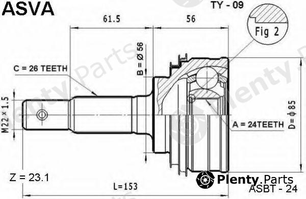  ASVA part TY-09 (TY09) Joint Kit, drive shaft