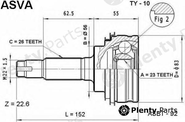  ASVA part TY-10 (TY10) Joint Kit, drive shaft
