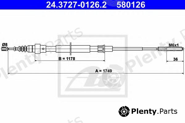  ATE part 24.3727-0126.2 (24372701262) Cable, parking brake