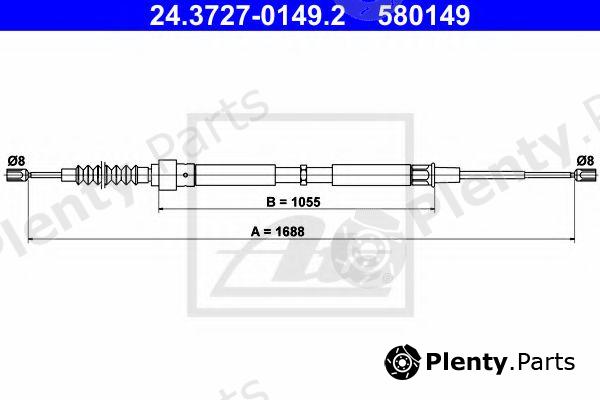  ATE part 24.3727-0149.2 (24372701492) Cable, parking brake