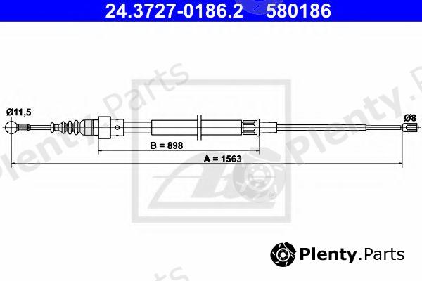  ATE part 24.3727-0186.2 (24372701862) Cable, parking brake
