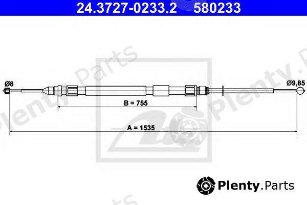  ATE part 24.3727-0233.2 (24372702332) Cable, parking brake