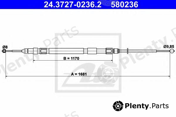  ATE part 24.3727-0236.2 (24372702362) Cable, parking brake