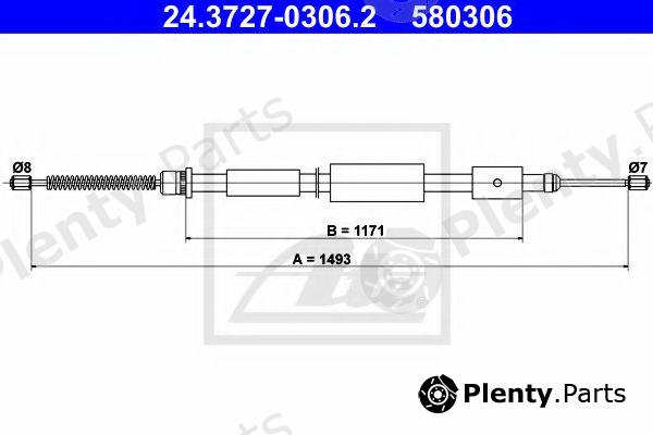  ATE part 24.3727-0306.2 (24372703062) Cable, parking brake