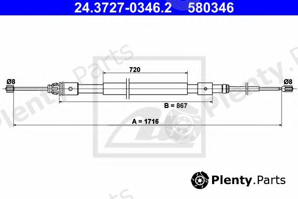  ATE part 24.3727-0346.2 (24372703462) Cable, parking brake