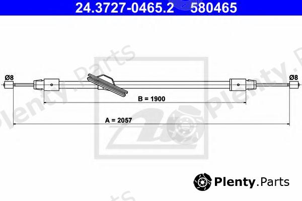  ATE part 24.3727-0465.2 (24372704652) Cable, parking brake