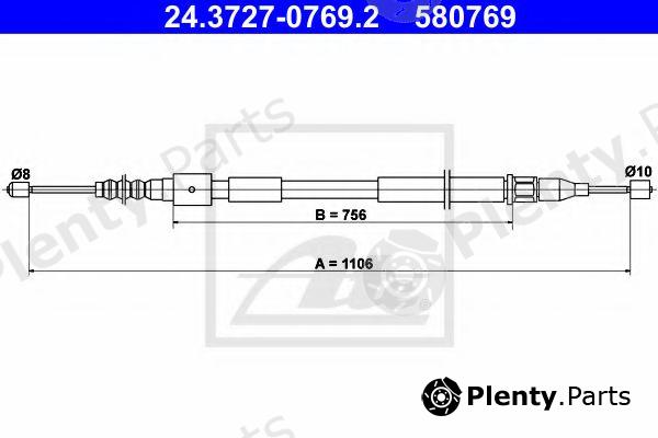  ATE part 24.3727-0769.2 (24372707692) Cable, parking brake