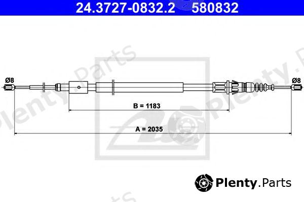  ATE part 24.3727-0832.2 (24372708322) Cable, parking brake