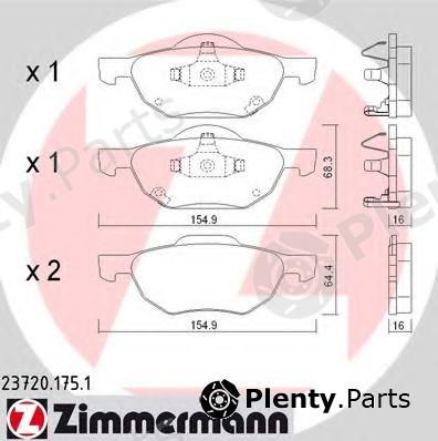  ZIMMERMANN part 23720.175.1 (237201751) Brake Pad Set, disc brake