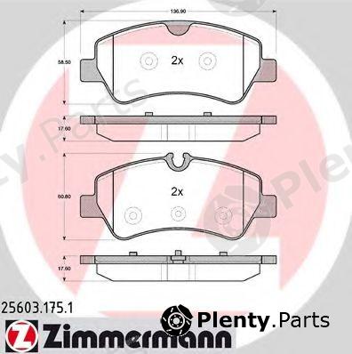  ZIMMERMANN part 25603.175.1 (256031751) Brake Pad Set, disc brake