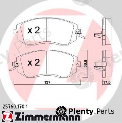  ZIMMERMANN part 25760.170.1 (257601701) Brake Pad Set, disc brake