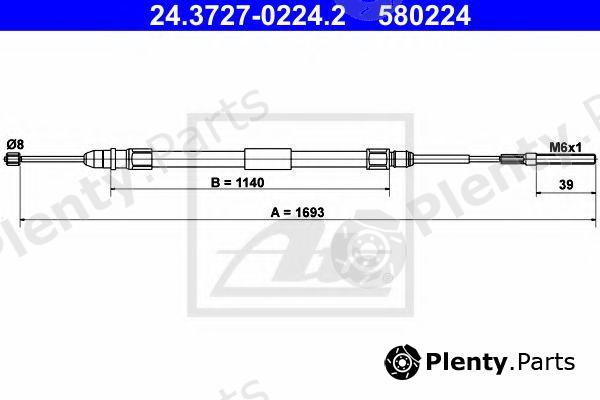  ATE part 24.3727-0224.2 (24372702242) Cable, parking brake