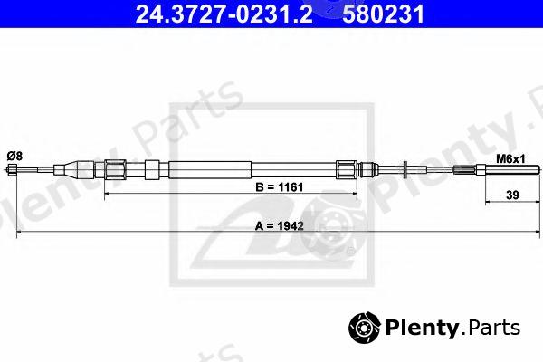  ATE part 24.3727-0231.2 (24372702312) Cable, parking brake