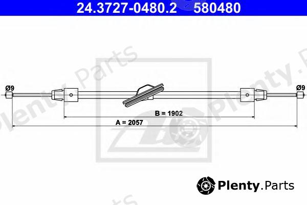  ATE part 24.3727-0480.2 (24372704802) Cable, parking brake
